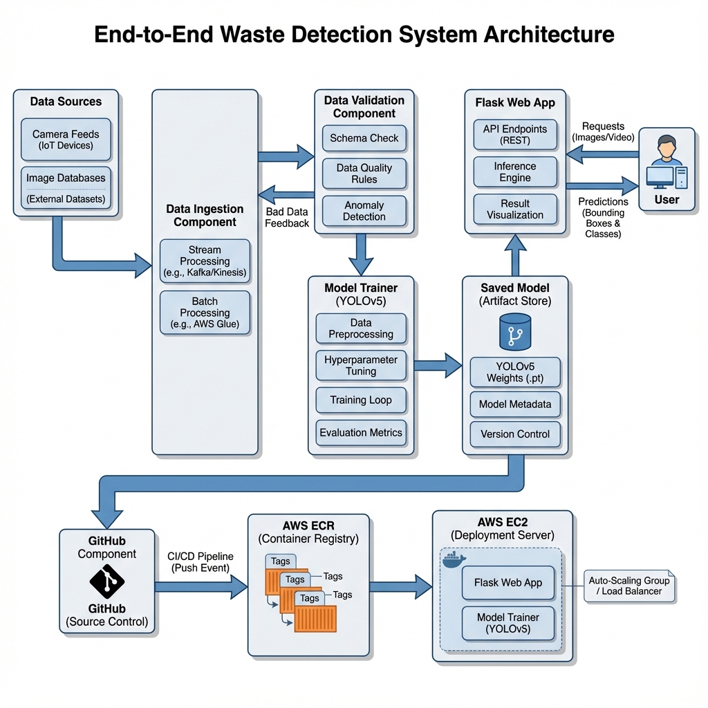 Discarded Material Identification System Architecture Diagram